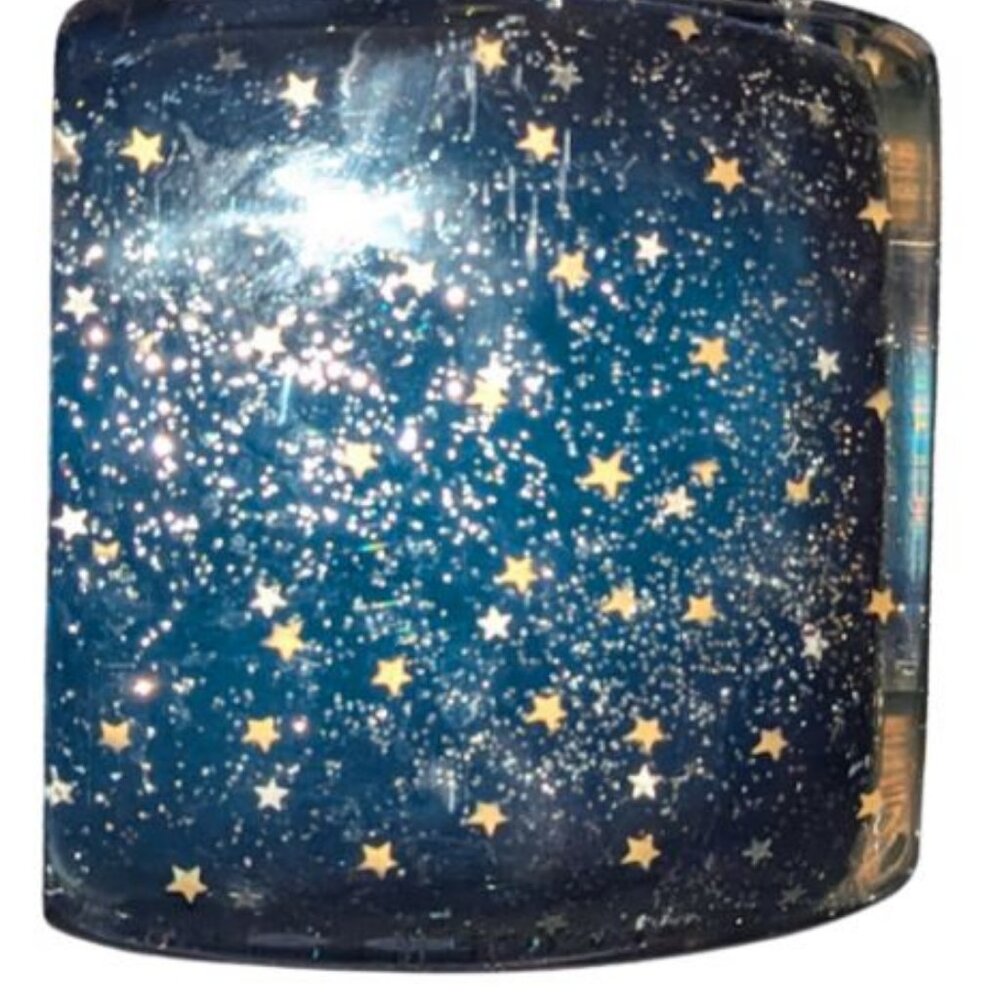 Vintage 90's Celestial Resin Encased Tissue Box Dispenser Dark Blue Gold Stars - Picture 2 of 3